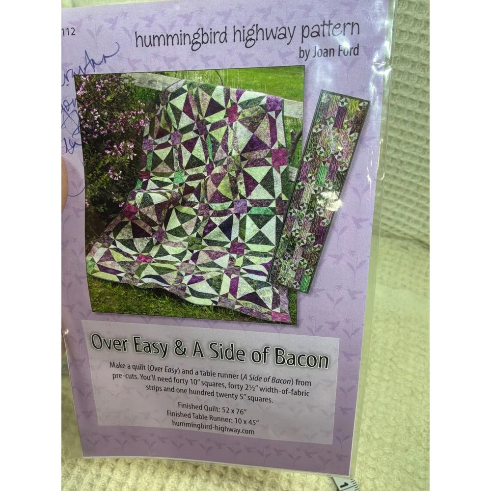 Cottagecore Unisex Hummingbird Highway Quilt Pattern OS Purple